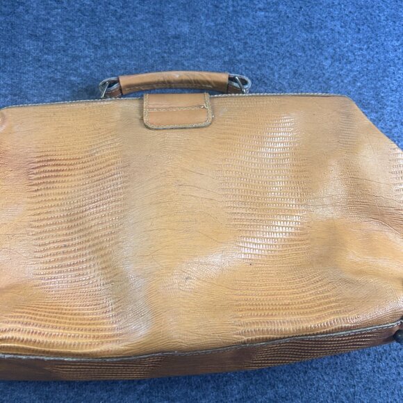 Vintage ROBERTO ROMA Italy Purse Brown Reptile Leather Satchel Weekender - Picture 8 of 16